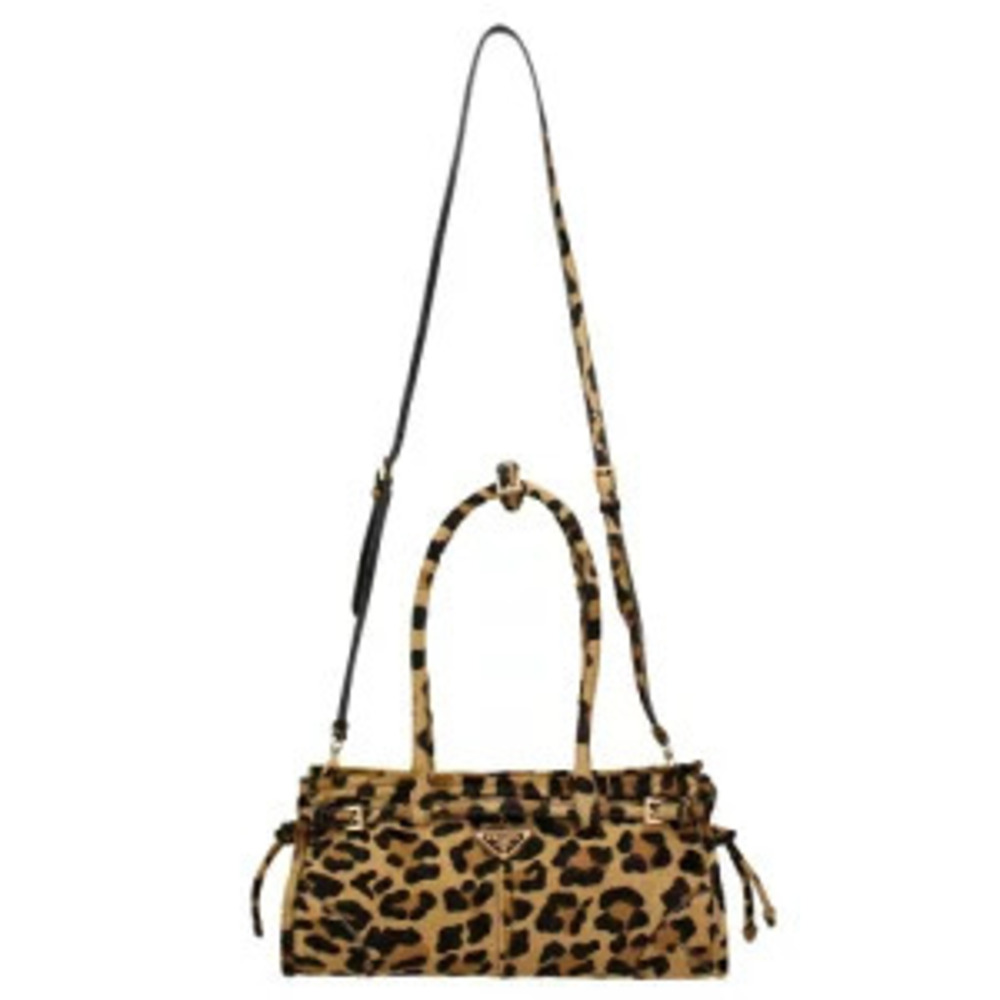 Prada Bonnie Leather Handbag leopard Brown Yellow - Picture 8 of 8
